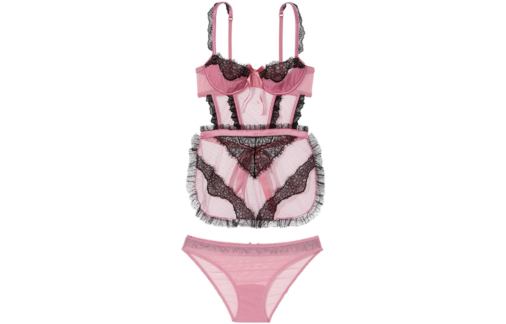 Victoria's Secret Lace underwear with bow, overall, trousers