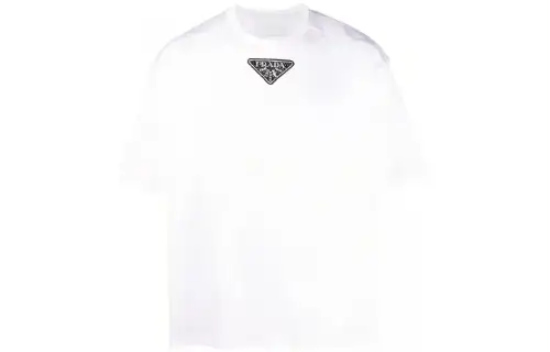 PRADA T Shirts Men's White Crew Neck Moderate Straight Fit