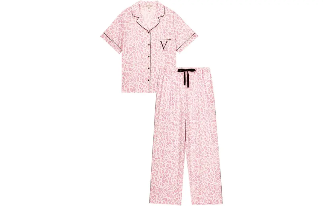 Victoria's Secret Pajama Set Women's Pink Leopard Print