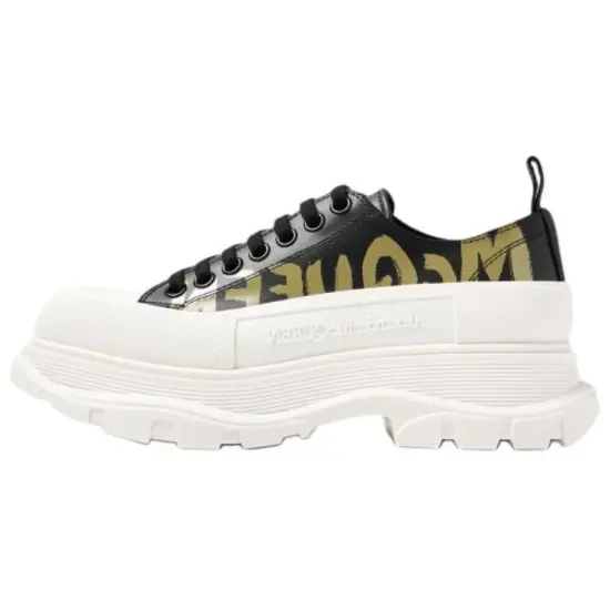 Alexander McQueen Tread Slick Low Lace Up Graffiti Black Khaki