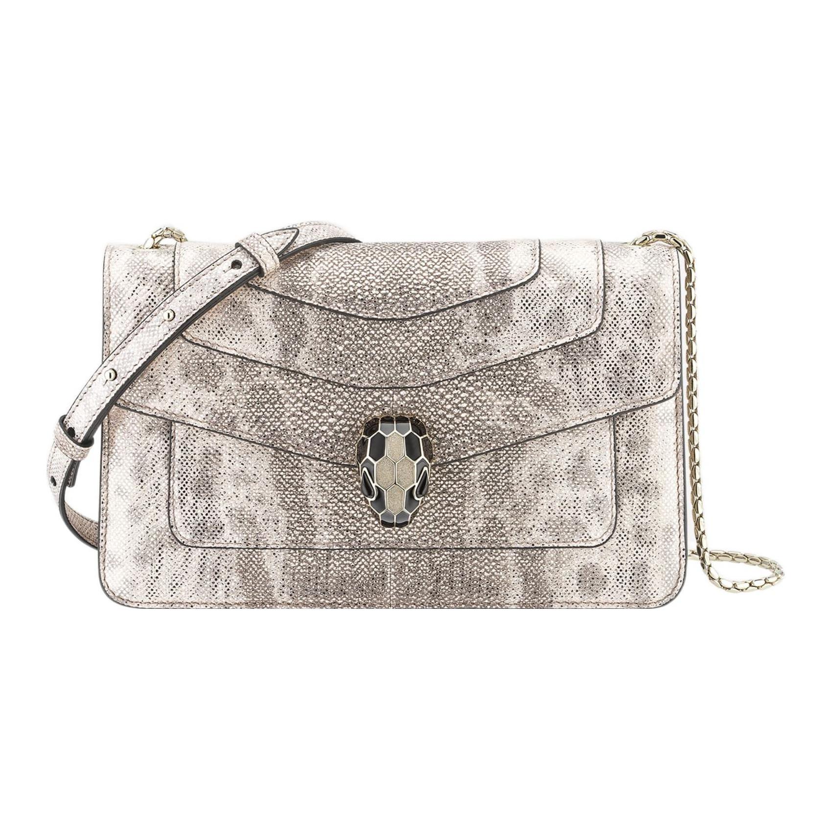 BVLGARI Serpenti Forever Karung Water Snake Skin Shoulder Bag, Crossbody Bag Women's