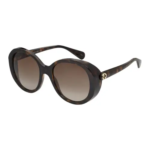 GUCCI Brand Logo Oval Sunglasses Unisex Tortoiseshell