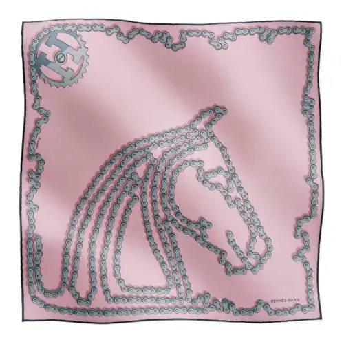 HERMES Cheval Silk Scarves Men's Pink