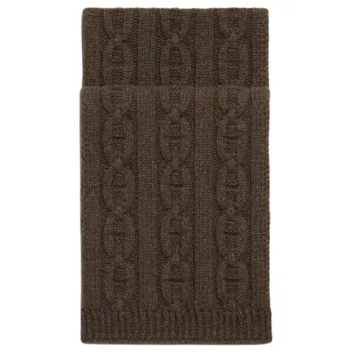 HERMES Cashmere Knit Scarves Men's Brown