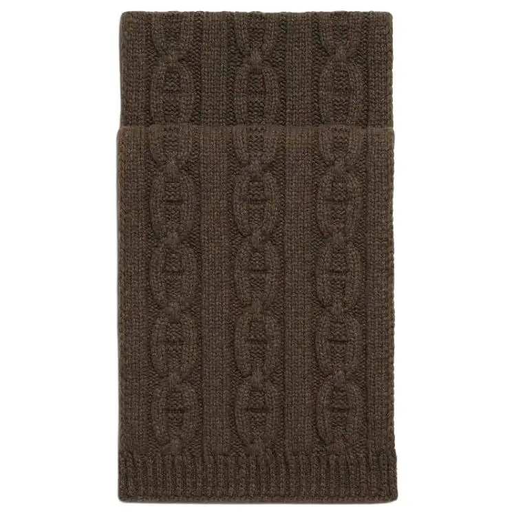 HERMES Cashmere Knit Scarves Men's Brown