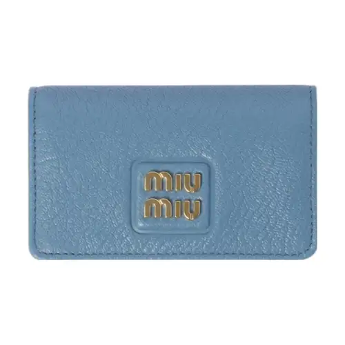 MIU MIU Leather Card Holder Women's Starry Blue