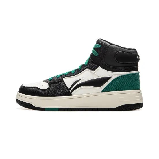 LINING Tianji Soft Skateboard Shoes Men Mid-Top Mist White/Black/Stone Green