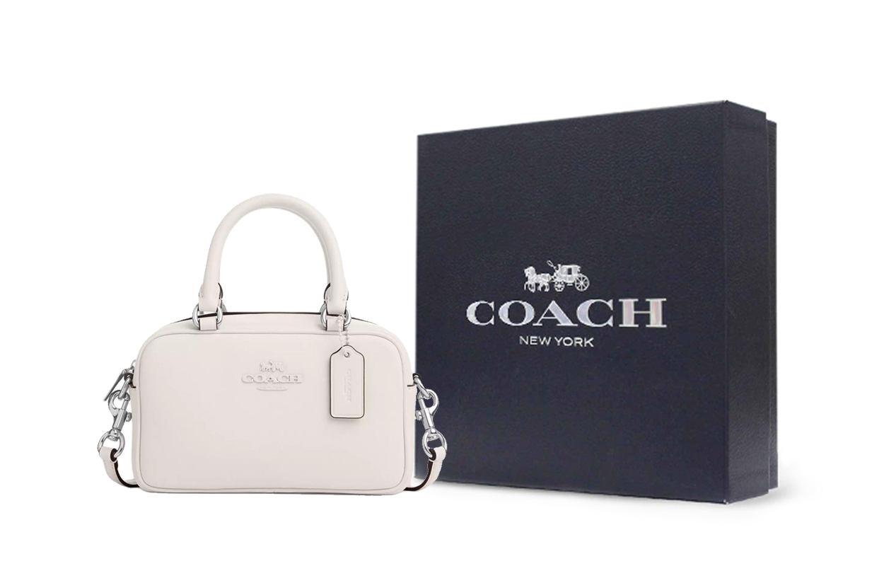 Женская сумка COACH SATCHEL 19 (серебристо-белая)