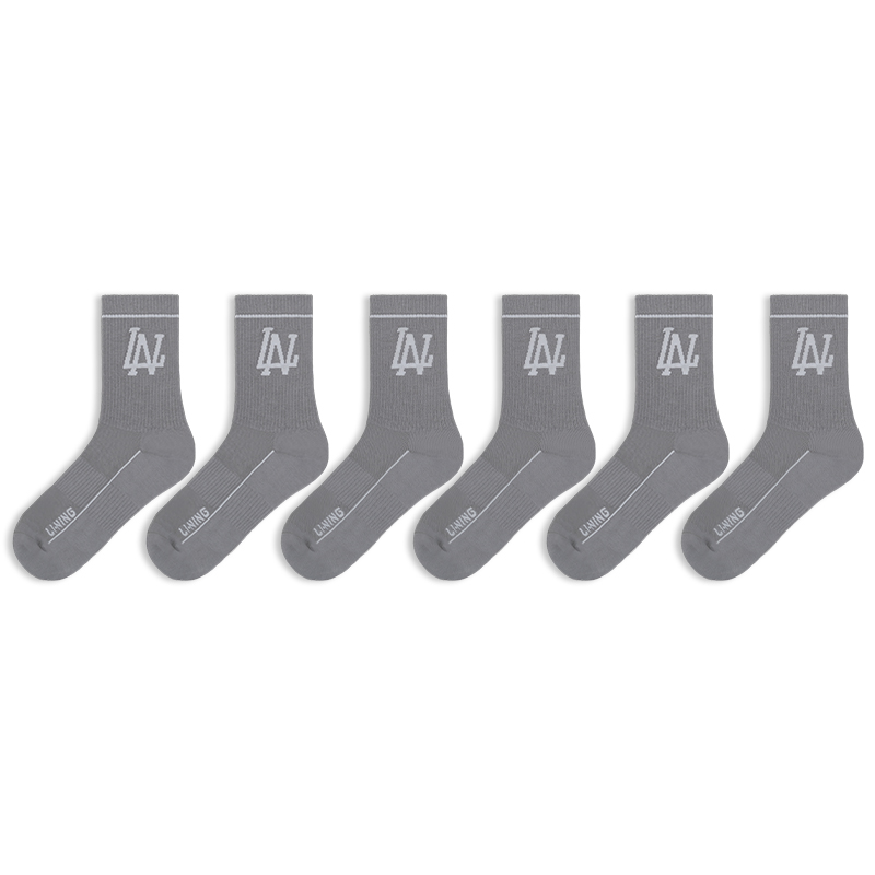Li Ning Crew Socks Unisex 6 Pack Gray