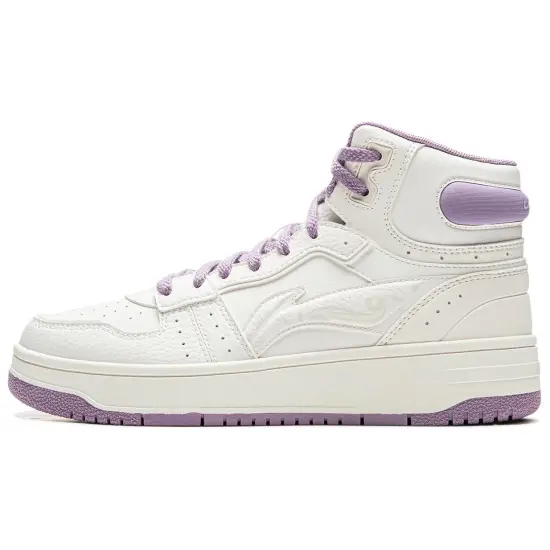 LINING Tianji Soft Skateboard Shoes Women's Mid-Top Mist White