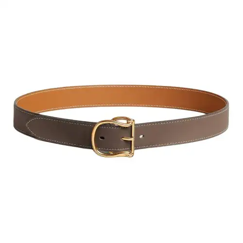 HERMES Metal, Gold Plated Calfskin Leather Belts Women's Width 3.2cm