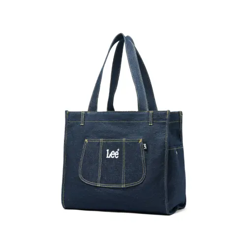 Lee One-shoulder bag, capacious denim blue white shopping bag for men and women, for beloved