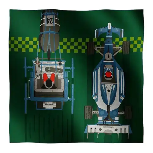 HERMES Brand Logo Cashmere Knit Scarves Men's Green/Gray/Blue