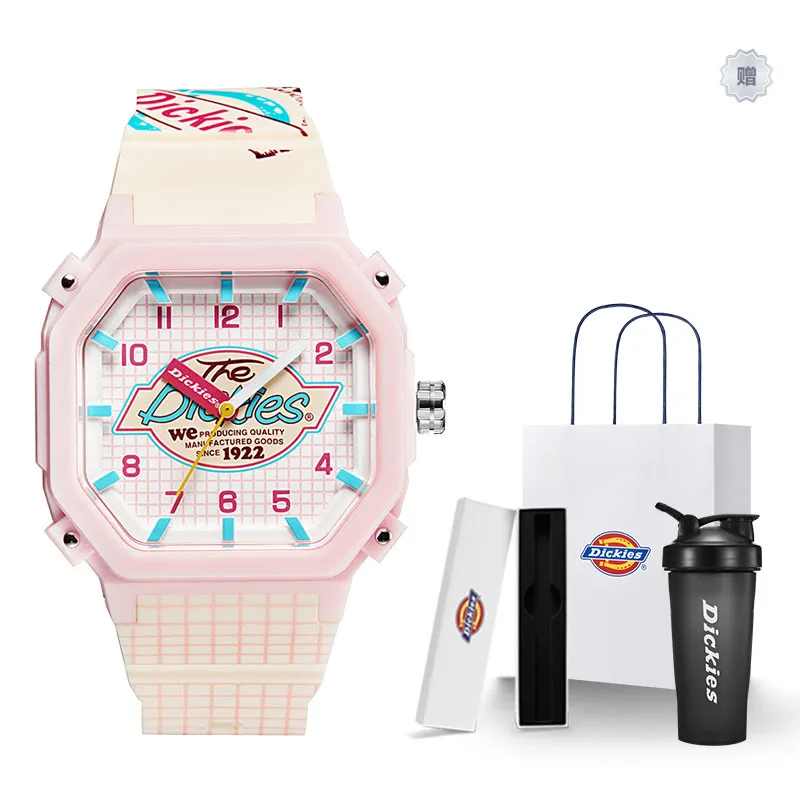 Dickies Wrist Watches Quartz Movement Silicone Strap Pink Watch Dial Women's Watch Classic Box