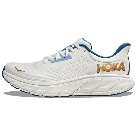 HOKA ONE ONE Arahi 7 Running Shoes Men Low-Top Pale White/Gold