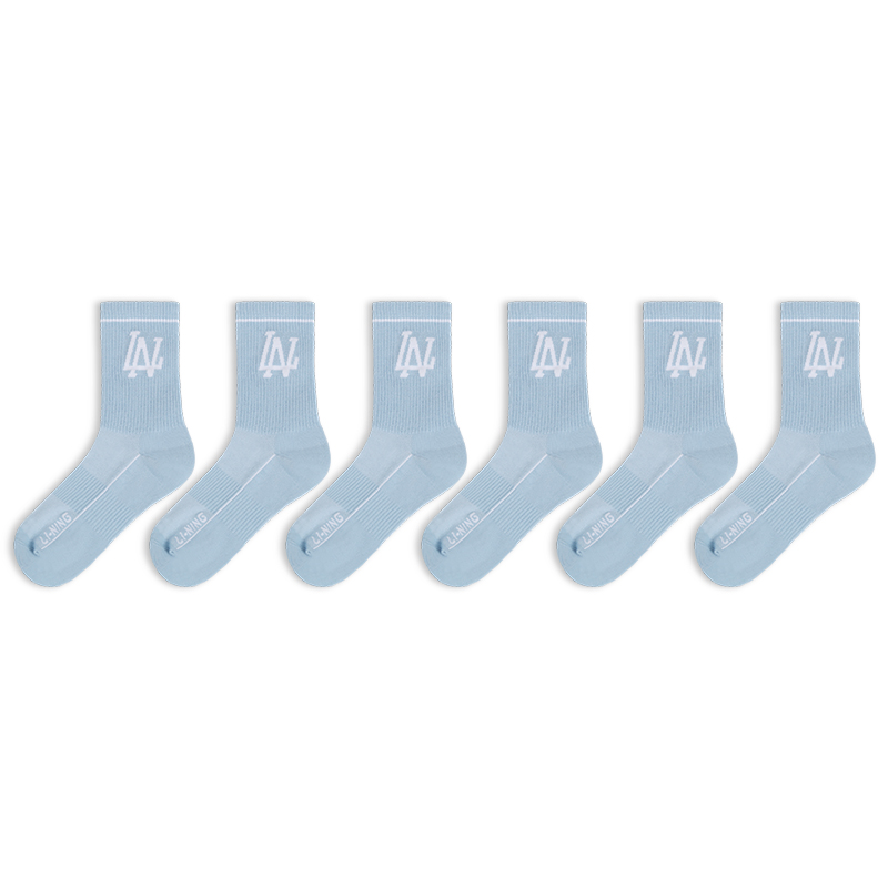 Li Ning Crew Socks Unisex 6 Pack Blue