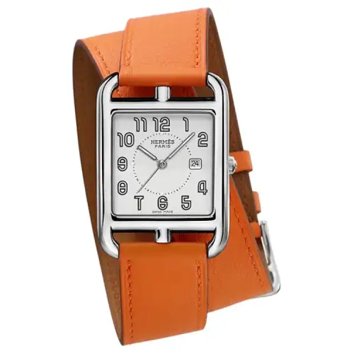 HERMES Cape Cod Collection Wrist Watch Quartz Movement Cow Leather Strap 29*37mm White Dial Unisex 30m Water Resistant