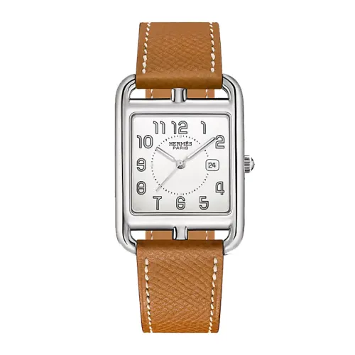 HERMES Wrist Watches Quartz Movement Cow Leather Strap 37mm White Dial Women's Watch 30m Water Resistant