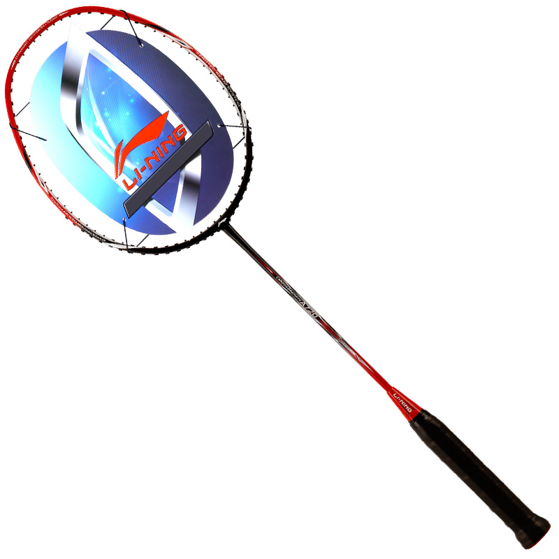 Li Ning K074 Full Carbon Badminton Rackets Control Type All around Defense Entry level Unisex Single Racket Black Red