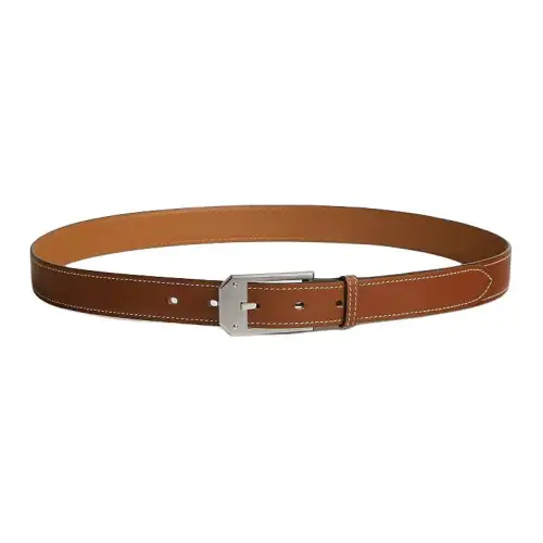 HERMES Palladium Plated Metal, Calfskin Leather Belts Women's Width 2.6cm