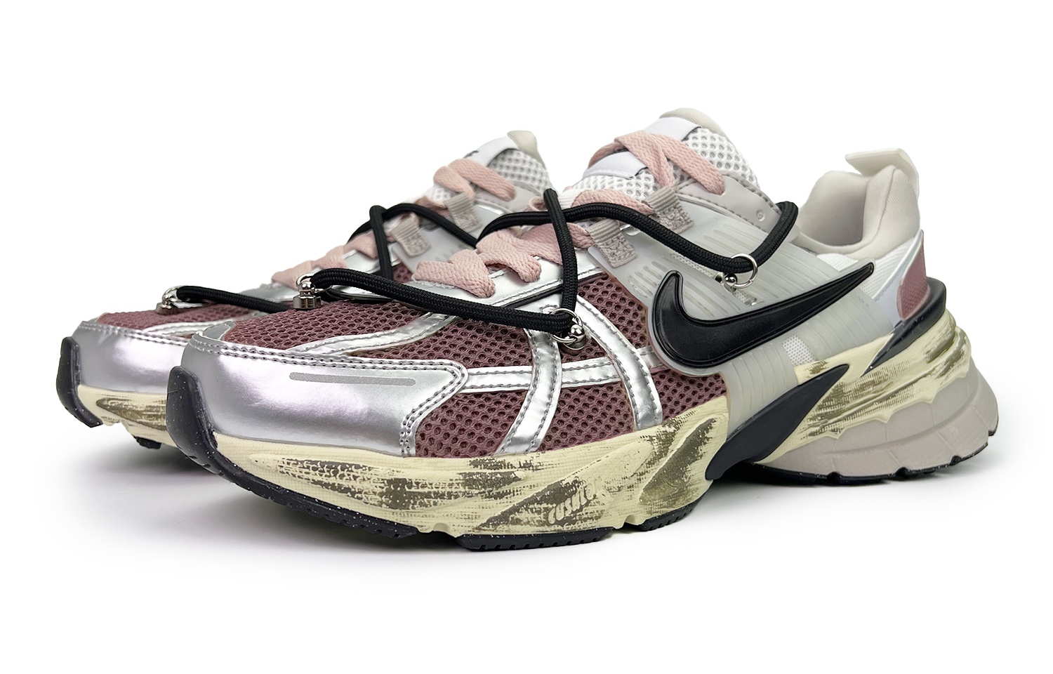 Nike V2K Run Slip Resistant Abrasion Resistant Low top Running Shoes Unisex Red Purple