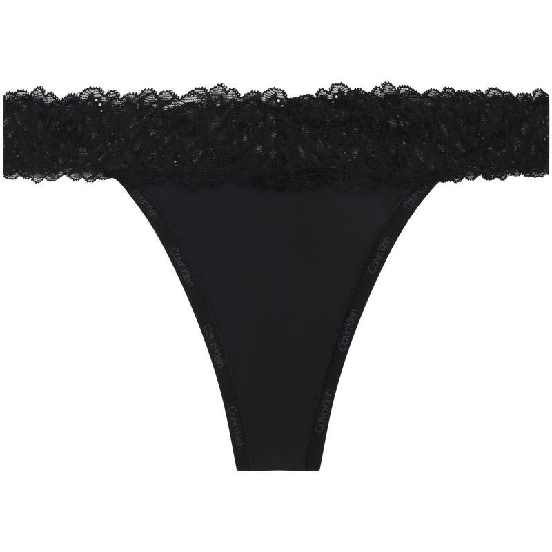 Женские трусы CALVIN KLEIN Стринги с кружевом (черные)