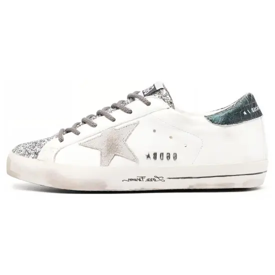 Golden Goose Super-Star Glitter Cream Silver Women's