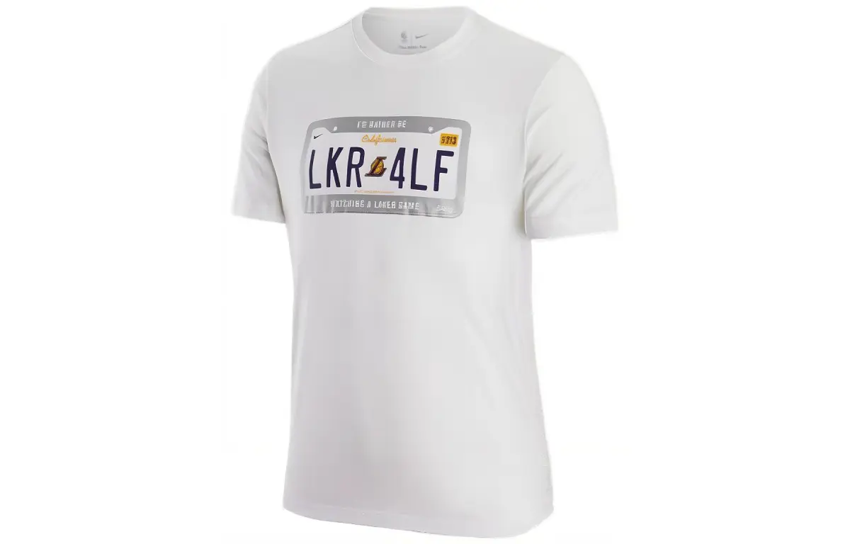 Nike T-Shirts Men's White Crew Neck Moderate Straight Fit