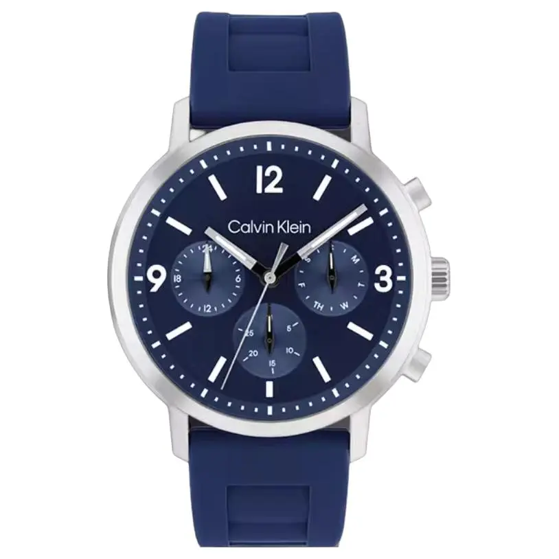 CALVIN KLEIN Wrist Watches Quartz Movement Silicone Strap 44mm Blue Dial Men's Watches