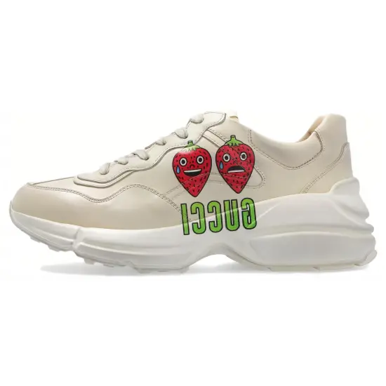 GUCCI Rhyton Strawberry Print Sneakers