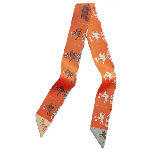 HERMES Silk Scarves Unisex Orange