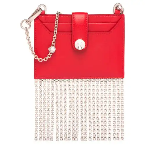 MIU MIU Calfskin Card Holder Shoulder Bag, Crossbody Bag Women's Red