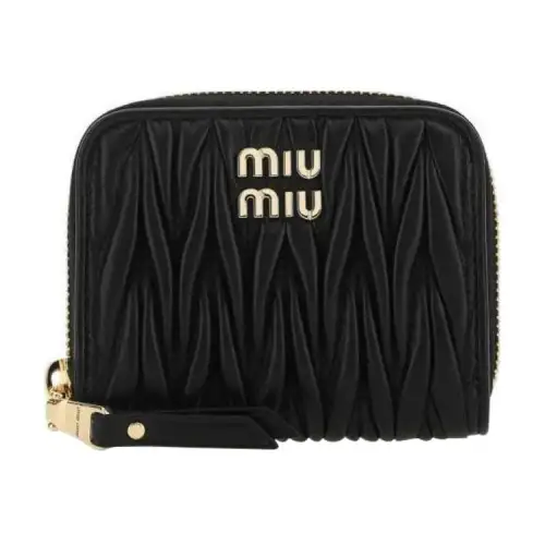 MIU MIU Quilting Lambskin Wallet Women's Black