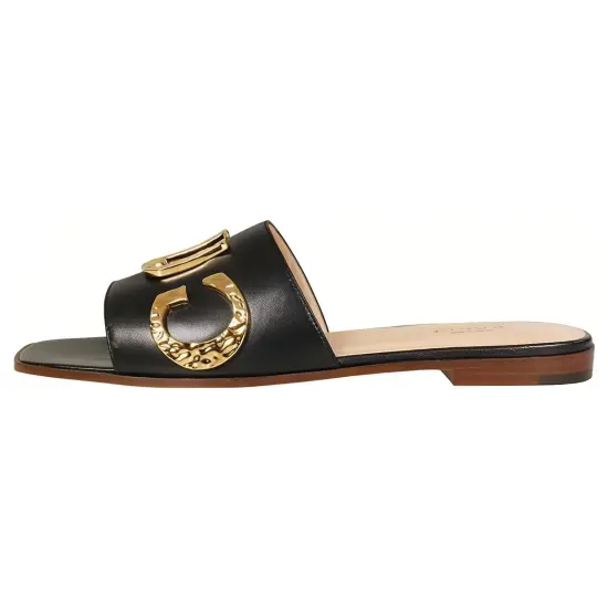 GUCCI Slide Slippers Women's Black Gold