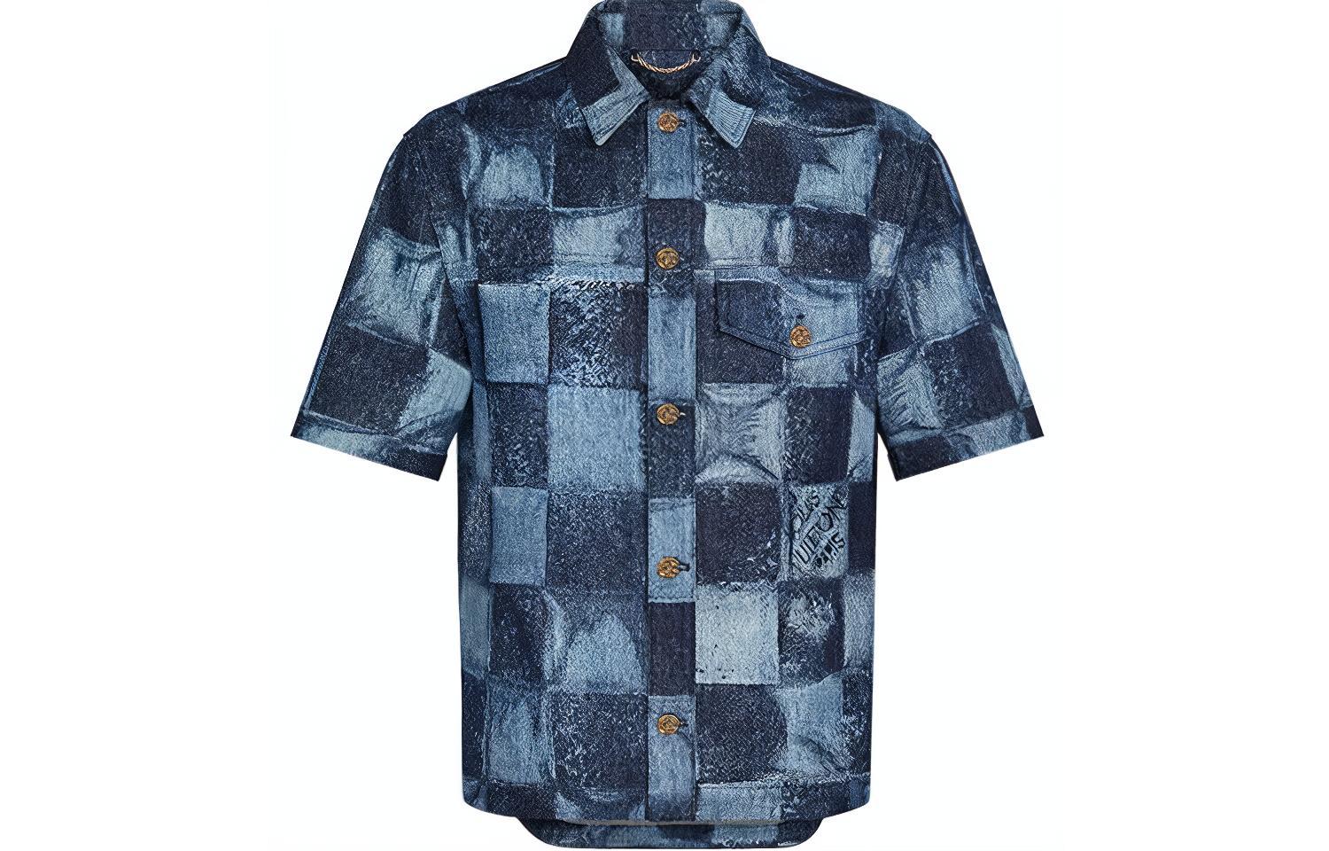Мужская рубашка Louis Vuitton Denim Check (синяя) — фото 3