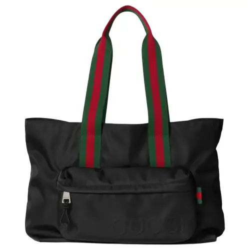 GUCCI Nylon Tote Bag, Shopping Bag, Handbag, Shoulder Bag Large Men's Black
