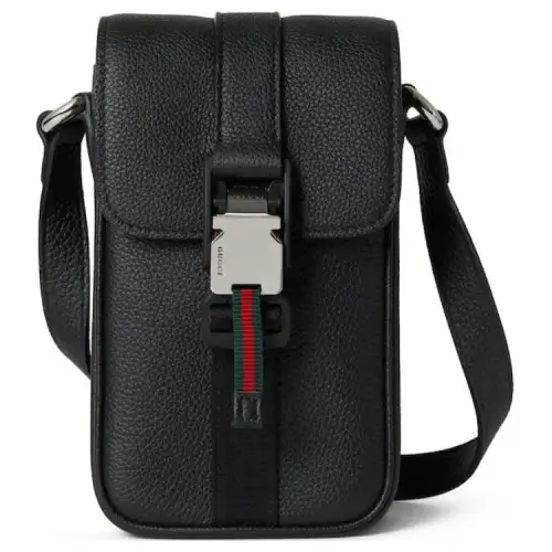 GUCCI Soft Grain Leather Shoulder Bag, Crossbody Bag Extra Mini Men's Black