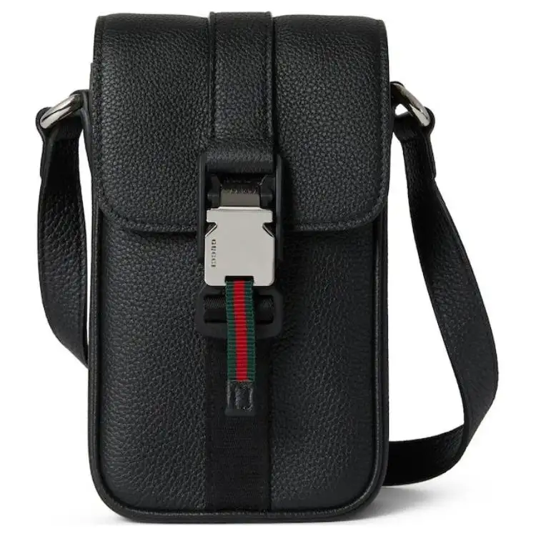 GUCCI Soft Grain Leather Shoulder Bag, Crossbody Bag Extra Mini Men's Black