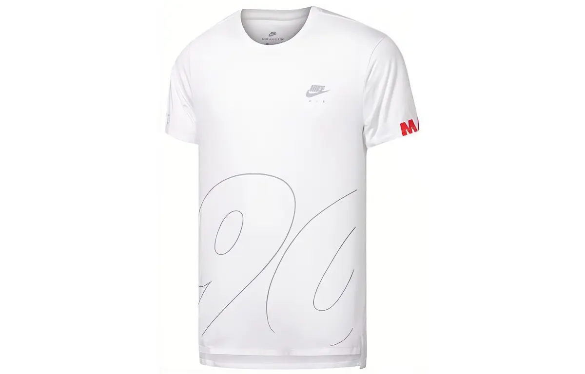 Nike T-Shirts Men's White Crew Neck Moderate Straight Fit