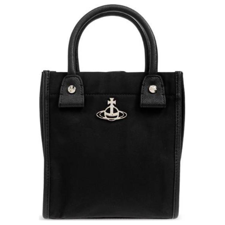 Vivienne Westwood Adjustable removable foldable regenerated straps, shopping bag, black one-shoulder bag