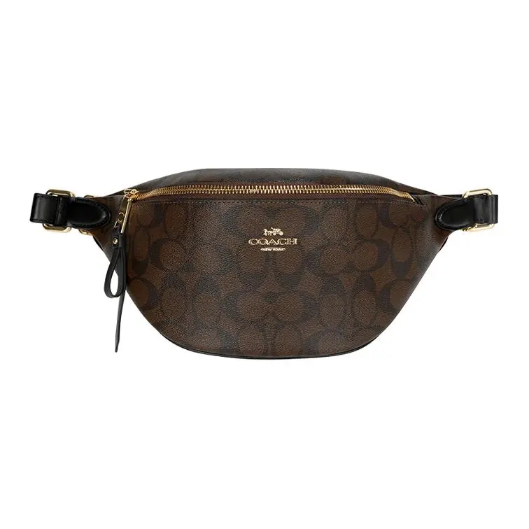 COACH Belt Coated Canvas With Leather Crossbody Bags Large Unisex Brown