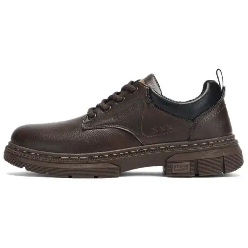 Warrior, fashion trend, business casual, versatile British style, high-end, formal leather shoes, men's style, dark brown and black