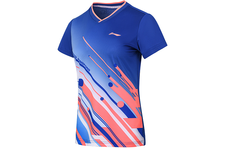 Li Ning Table Tennis Clothing Women’s Dream Blue V Neck Moderate
