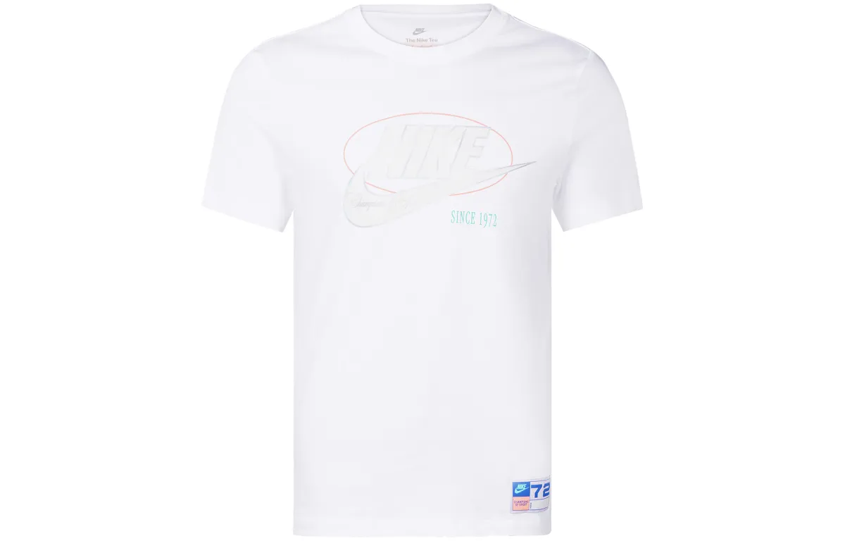 Nike T-Shirts Men's White Crew Neck Moderate Straight Fit