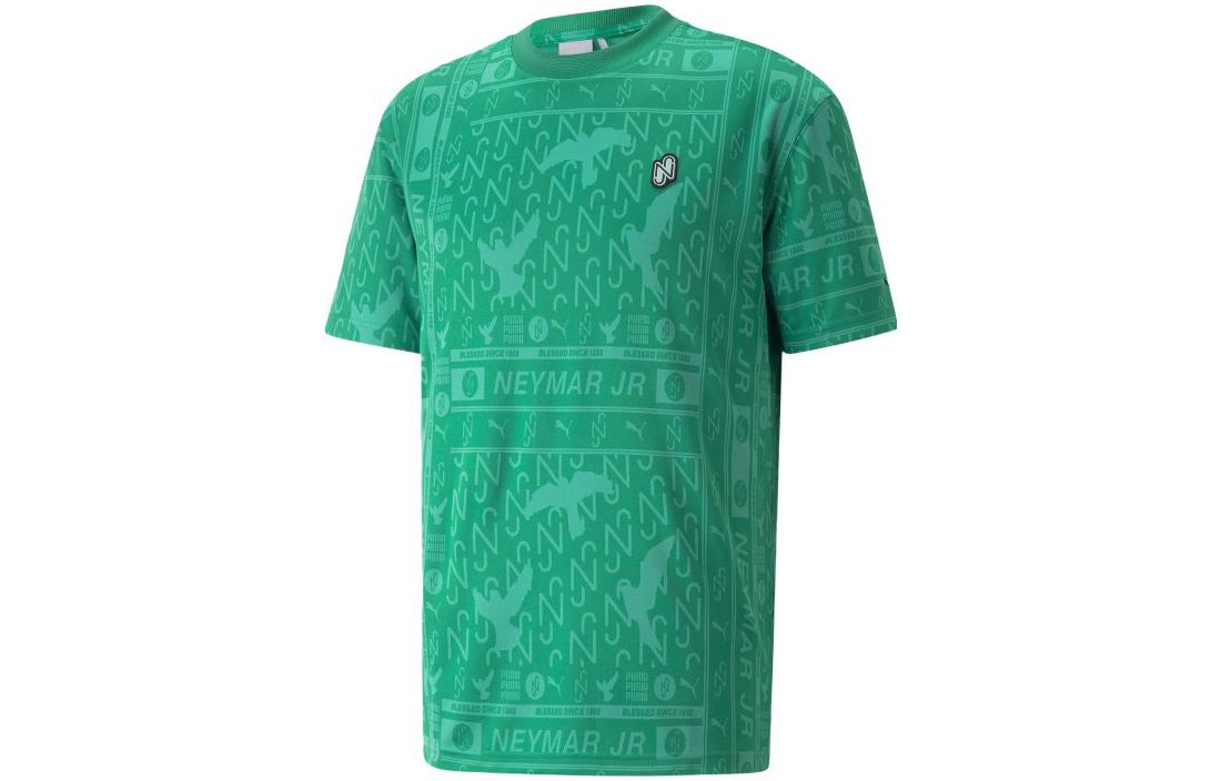 PUMA X Njr Series T Shirts Men's Green Crew Neck Moderate Straight Fit