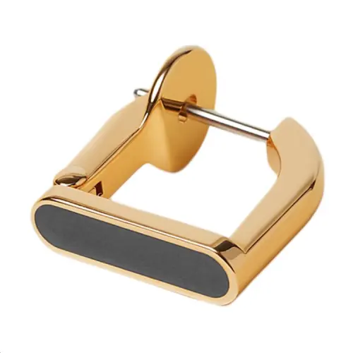 HERMES Gold Plated Earrings Unisex Black