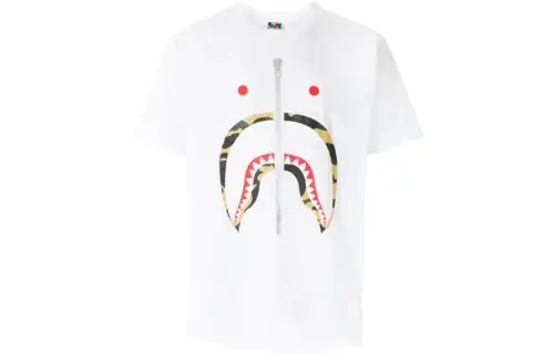 A BATHING APE T Shirts Men's White Crew Neck Moderate Straight Fit