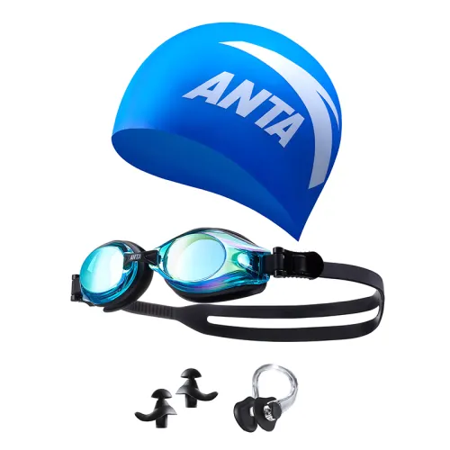 Adjustable base comfortable elastic swimming cap anti-fog, earplugs, nose clip, set for swimming, silicone carbonic acid, swimming pool for men and women, 4 piece set