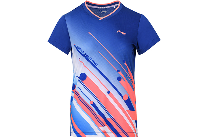 Li Ning Table Tennis Clothing Women’s Dream Blue V Neck Moderate