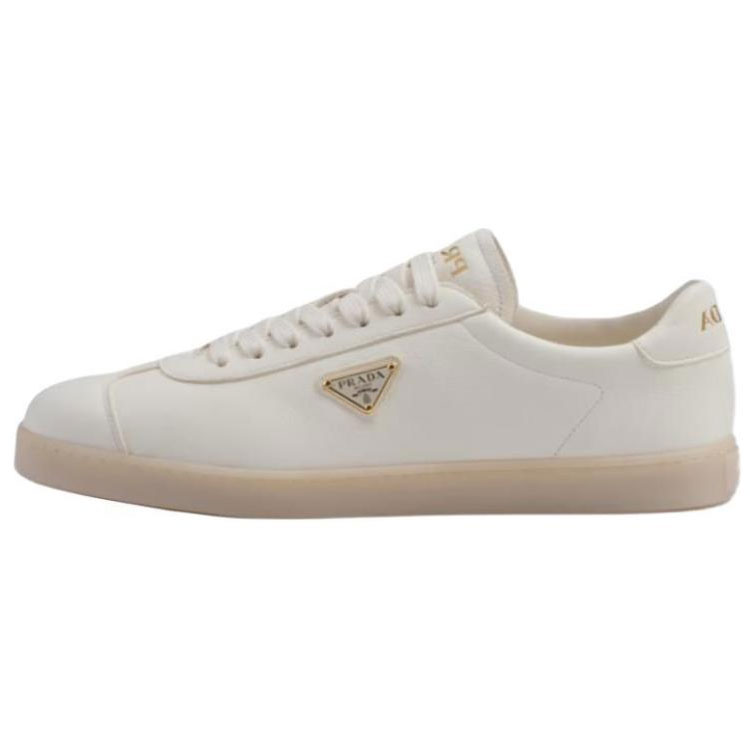 PRADA Prada Lane Leather Fashionable Versatile Low-top Sneakers Men's Beige